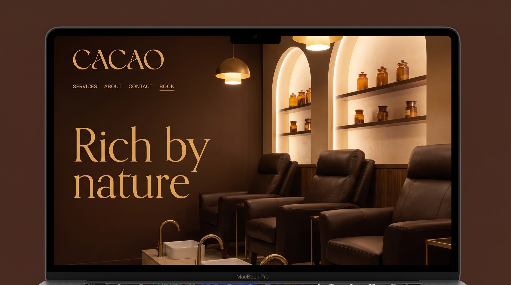 Cacao — Warm luxe · chocolate salon website concept