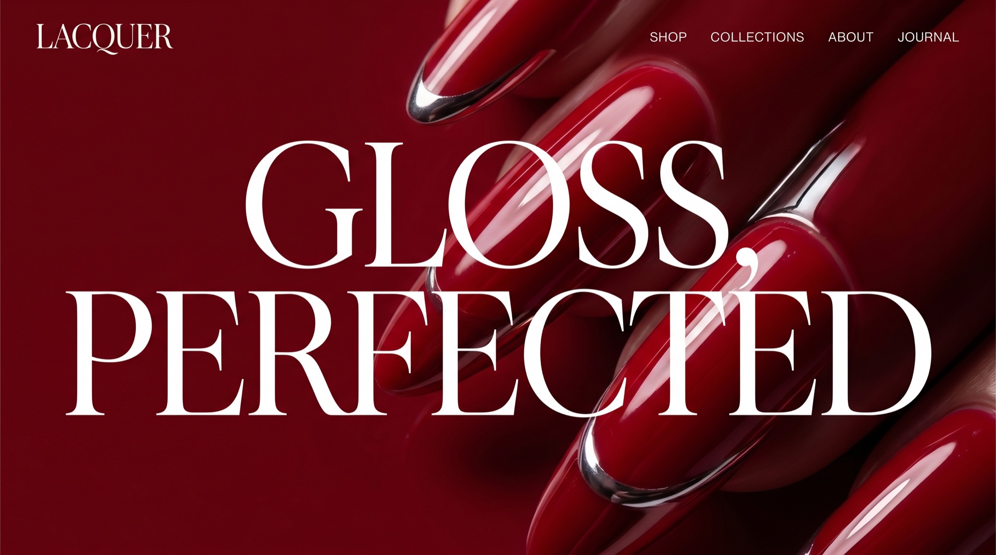 Lacquer — Glam Vogue · crimson salon website concept