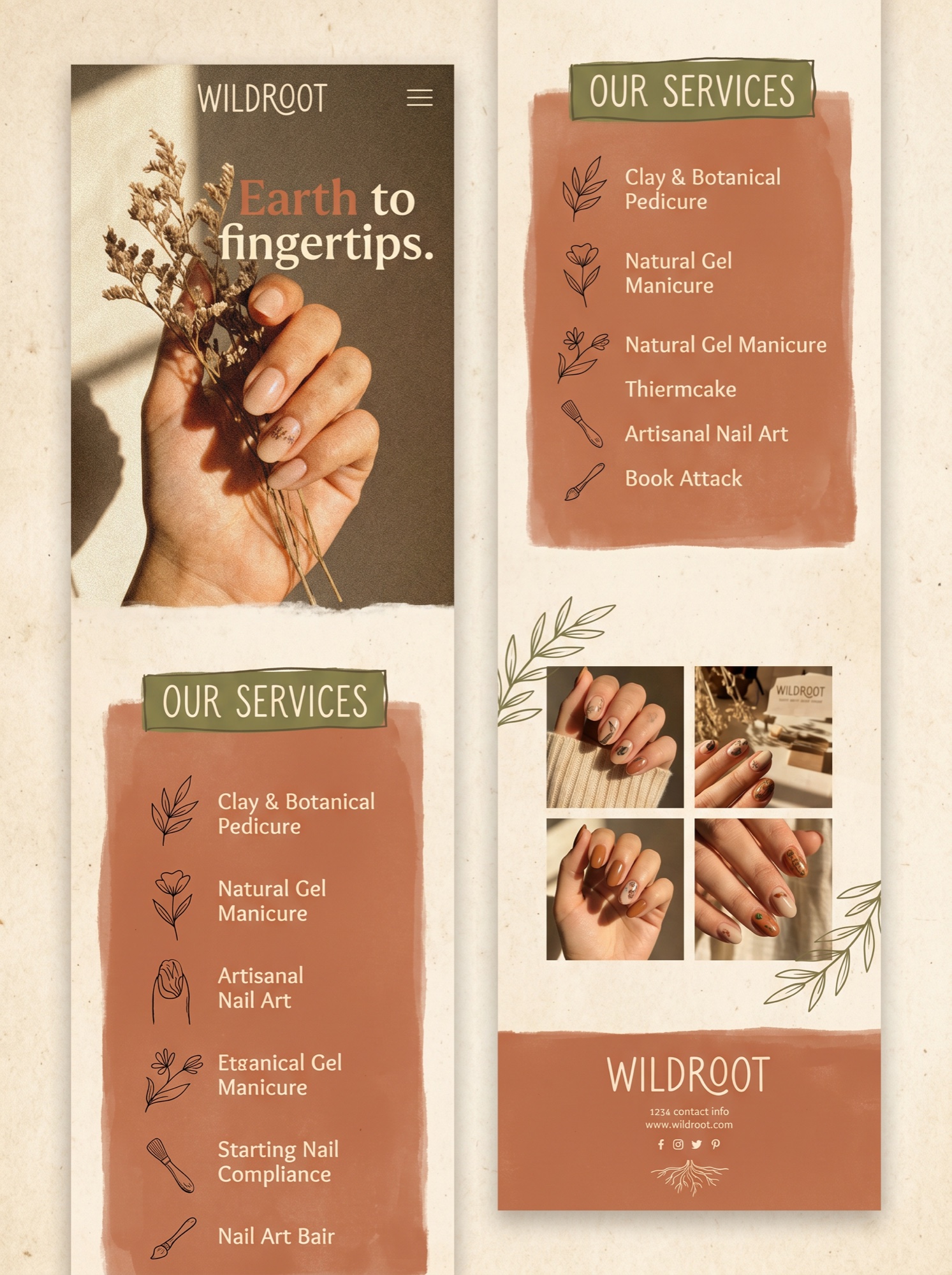 Wildroot — Earthy artisan · terracotta salon website concept